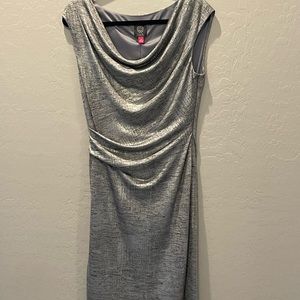 Vince Camuto Silver drape neck dress